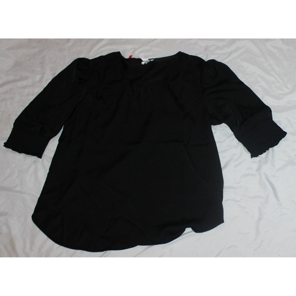 Joie Womens 3/4 Sleeve Smocked Top Size X-Small V-Neck Pullover Black NWT